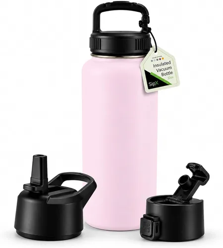 Vista 20 de SIPX™ Botella de Agua Aislada de 18 oz con 3 Tapas – Acero Inoxidable a Prueba de Fugas, Triple Aislamiento – Frío 24 Horas/Caliente 12 Horas – Negro