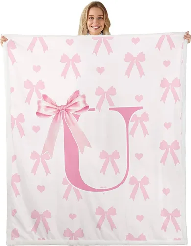 Vista 15 de Manta de franela rosa con lazo, estilo princesa, manta de forro polar de ensueño para decoración del hogar, sofá, sofá, manta romántica de forro