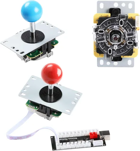 Vista 5 de Qenker Juego de arcade LED para 2 jugadores, kit de bricolaje para PC USB MAME y Raspberry Pi - 2 joysticks, 20 botones LED, 2 codificadores
