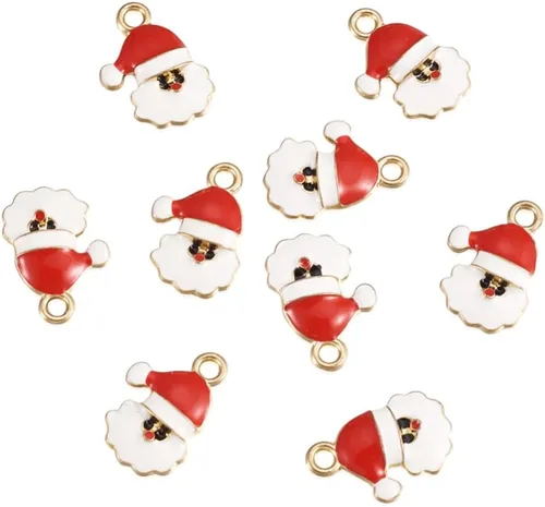 Vista 21 de Cheriswelry Colgantes colgantes de esmalte de aleación de Navidad, dijes de metal, encantadores adornos colgantes para manualidades, pulseras
