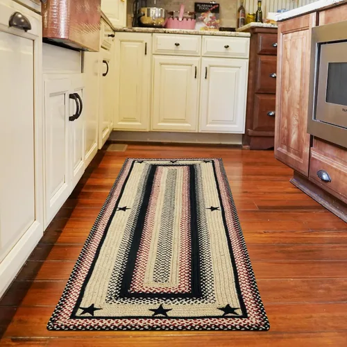 Vista 121 de Homespice Apple Pie - Alfombra ovalada roja de 2 x 3 pies, alfombra de cocina trenzada para decoración primitiva y rústica, reversible, yute sin