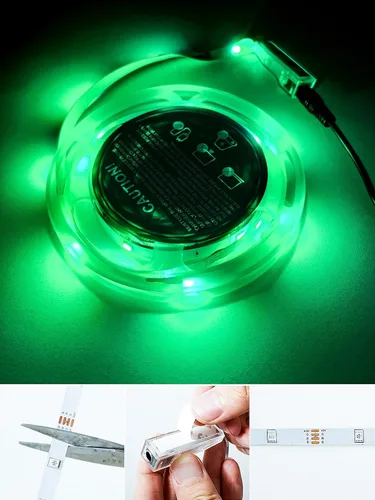 Vista 8 de Tira de luces LED, tiras de luz RGB de 5 V que cambian de color con control remoto, luces LED flexibles alimentadas por USB para dormitorio, TV