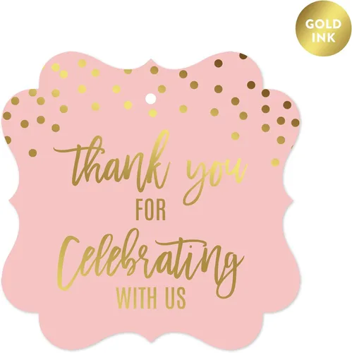 Vista 11 de Andaz Press Blush Rosa y Metallic Gold Confeti Lunares Baby Shower Party Collection Banderín colgante con cuerda, Baby Shower, 5 pies, 1 juego