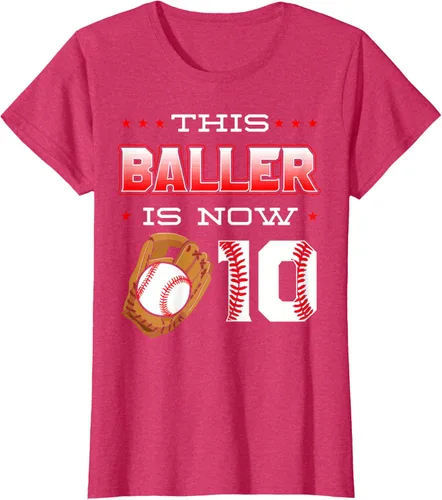 Vista 11 de This Baller Is Now 10 - Camiseta de béisbol para fiesta temática de cumpleaños número 10, Negro