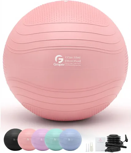 Vista 11 de Gruper Pelota de yoga, pelota de ejercicio extra gruesa para entrenamiento y estabilidad durante el embarazo, 4 tamaños, pelota de equilibrio