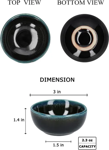 Vista 3 de Plato de cerámica para salsa de soja pequeños, 3 pulgadas, juego de 4 (negro n.º 2)