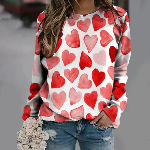 Vista 83 de Sudadera de manga larga con estampado de leopardo y corazón para mujer, para el día de San Valentín, sin botones, para niñas, regalos