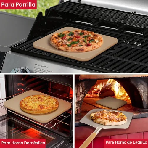Vista 4 de Unicook Piedra para pizza de 15 x 12 pulgadas para horno y parrilla, piedra rectangular de cordierita, resistente a los golpes térmicos, ideal