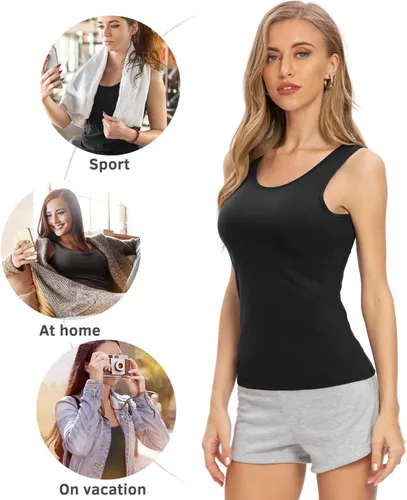 Vista 3 de Rosyline Camisetas sin mangas básicas sin mangas para mujer, 4 piezas, camisetas sin mangas