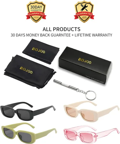 Vista 7 de BOJOD Gafas de sol rectangulares para mujer, gafas de sol retro a la moda, protección UV 400, gafas de marco cuadrado