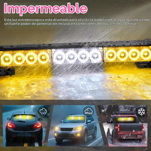 Vista 4 de Paquete de 2 barras de luz estroboscópica de 12.8 pulgadas con ámbar blanco