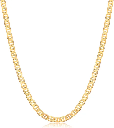 Vista 11 de Barzel - Collar de cadena Mariner chapado en oro de 18 quilates para mujer, plana Marina - Hecho en Brasil Oro de 3 mm.