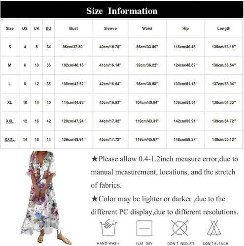 Vista 6 de ADHOWBEW Vestido midi de manga corta con cuello en V floral para mujer, talla grande, con bolsillos