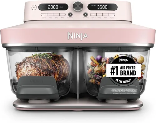 Vista 12 de Ninja Crispi DualZone - Freidora de aire para encimera de vidrio, hueso