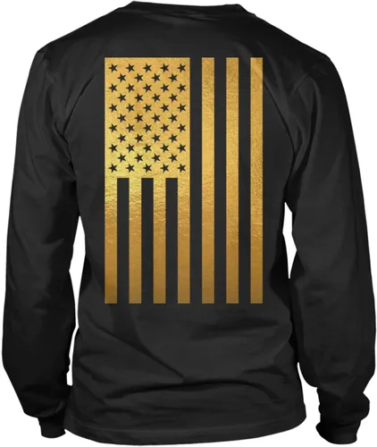 Vista 12 de Camisa de manga larga unisex con bandera negra desgastada de Estados Unidos Gris claro - Impresión trasera