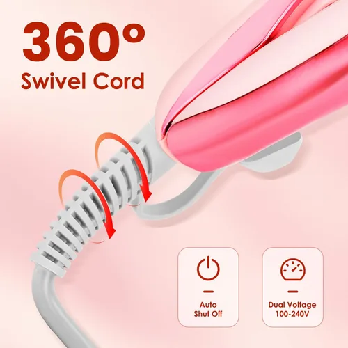 Vista 6 de Bo'laiya Plancha y rizador de pelo 2 en 1, con tecnología ultra suave con revestimiento de cerámica, calentamiento ultrarrápido, memoria TEM