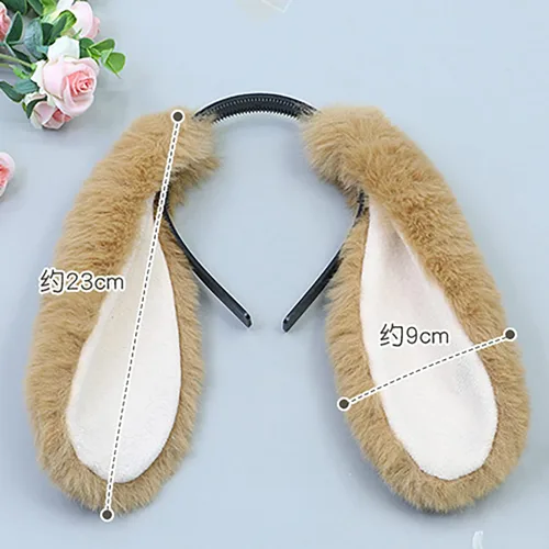 Vista 4 de Faylay Diadema peluda con orejas de conejo para mujer, accesorios de fiesta (LZTECE-camel)