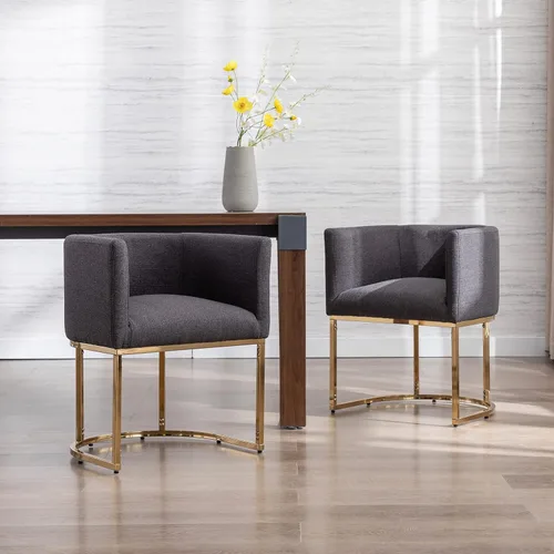 Vista 19 de RIVOVA - Silla tapizada para comedor, silla lateral moderna de barril, sillas tapizadas para comedor, silla cómoda para cocina, silla lateral