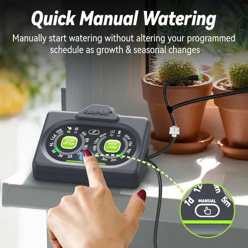 Vista 4 de RAINPOINT Kit inteligente de riego automático para plantas de interior, control WiFi/App y control de panel local, sistema de riego por goteo sin
