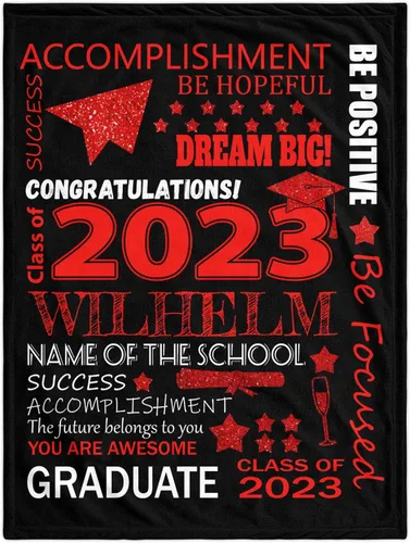 Vista 12 de Manta de graduación personalizada, regalos de graduación 2023, clase de graduación de 2023 con nombre de la universidad, manta de regalo