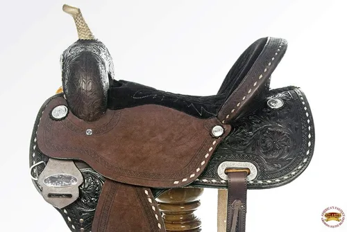 Vista 3 de HILASON Western Horse Barrel Racing Saddle Trail American Leather Western Saddle Saddle for Horses Barrel Racing Saddle