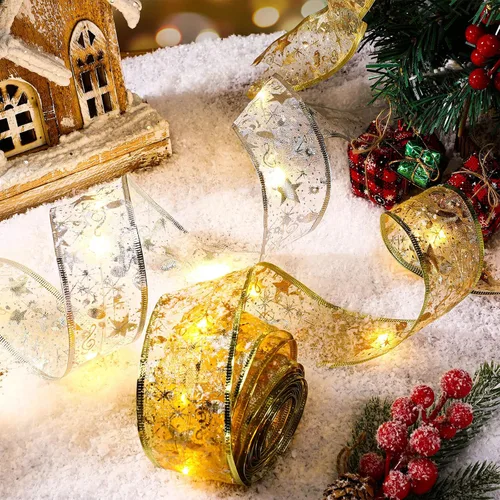 Vista 7 de Sherr 4 Piezas Luces de Cinta de Navidad de 79 pies Decoraciones de Árbol de Navidad 240 Luces LED Luces de Hadas Cinta de Navidad Funciona