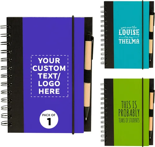 Vista 15 de DISCOUNT PROMOS Juego de 100 cuadernos de bloques ecológicos personalizados con bolígrafos, paquete a granel personalizado, perfecto