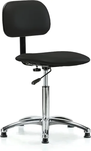 Vista 49 de Perch - Silla de laboratorio cromada con respaldo ajustable, altura del escritorio de 17 a 22 pulgadas, tela negra