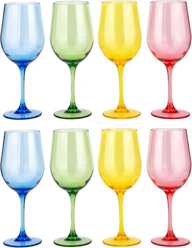 Vista 11 de KX-WARE Copas de vino acrílicas clásicas de todo propósito, 19 onzas, juego de 6 copas de vino de plástico con tallo transparentes