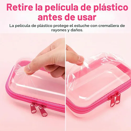 Vista 7 de Hoolerry 4 piezas de estuches rígidos transparentes con cremallera, bolsas de maquillaje, estuche de plástico para lápices, contenedores de caja