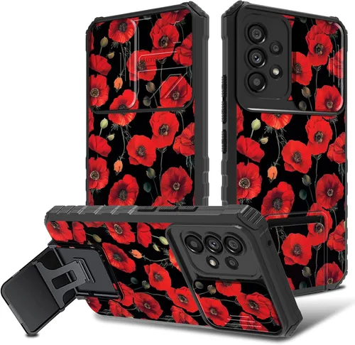 Vista 28 de Funda para Samsung Galaxy A53 5G con cubierta de cámara y soporte de soporte, resistente a prueba de golpes, TPU funda protectora para Samsung
