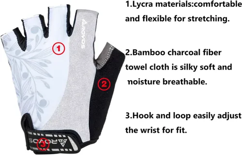 Vista 2 de Guantes de ciclismo de montaña, guantes de ciclismo para hombresmujeres, almohadillas de absorción de impactos de 0.197 pulgadas (0.197 in), guantes