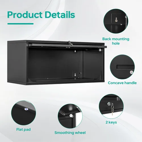 Vista 5 de SISESOL Armario de pared de metal con puerta abatible, armario de almacenamiento montado de 13.7 pulgadas de alto con cerradura de almacenamiento