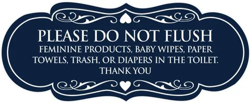 Vista 30 de Signs ByLITA Designer Please Do Not Flush Etiqutte Letrero (negro) - Pequeño 1 paquete