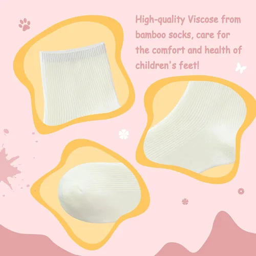Vista 3 de SERISIMPLE Calcetines elásticos de bambú para niños y niñas, tobilleras, transpirables, 5 pares