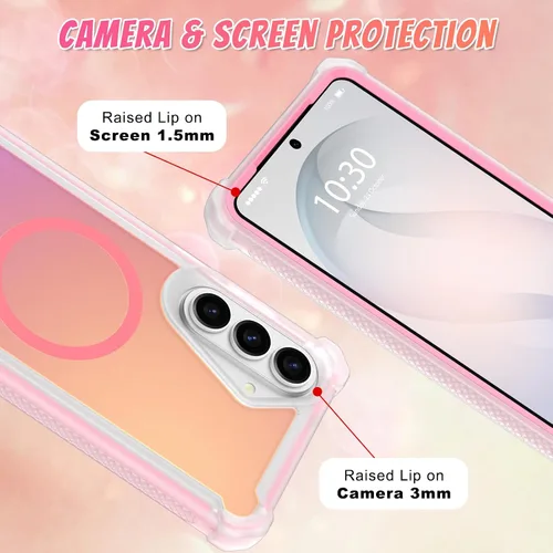 Vista 203 de Bonoma - Funda compatible con Samsung Galaxy S21 Plus, diseño de corazón con purpurina, color rosa Support for MagSafe, Plating Magnetic Case TPU