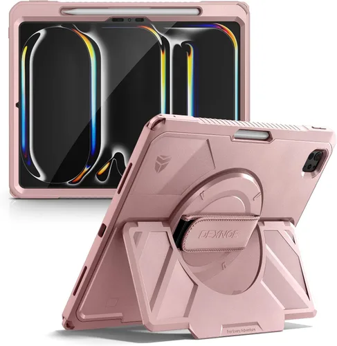 Vista 22 de Dexnor Funda para iPad mini 7 (A17 Pro) 2024/mini 6 2021 de 8.3 pulgadas, funda protectora resistente con correa de mano giratoria de 360° y soporte