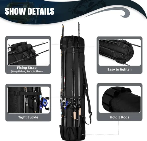 Vista 5 de Transportador de caña de pescar – Bolsa organizadora de carrete de caña de pescar para equipo, viajes, regalos para hombres, familia