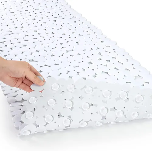 Vista 10 de SONGZIMING Tapete de Bañera Antideslizante de Guijarros para Baño y Ducha con Orificios de Drenaje, Tapete con Ventosas para Bañera