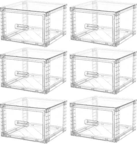 Vista 13 de Vtopmart Juego de 5 cajones apilables de almacenamiento grandes y medianos