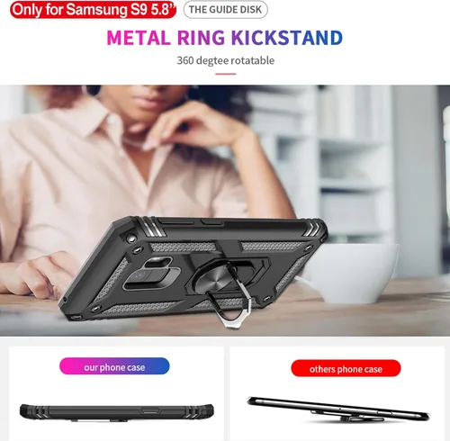Vista 8 de LeYi Funda para Galaxy S9 con 2 protectores de pantalla suave, anillo de metal protector de grado militar con función atril para teléfono Android