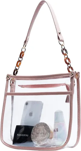 Vista 3 de KKXIU Bolso cruzado transparente de moda para mujeres y adolescentes y niñas, aprobado por el estadio, bolsa de concierto de piel sintética