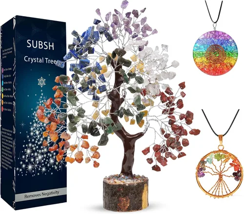 Vista 29 de Árbol de la vida de cristal amatista de 10-12 pulgadas con 2 colgantes de chakra – Bonsái de cristal sanador, árbol del dinero para energía