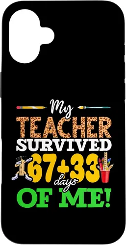 Vista 23 de My Teacher Survived 67+33 Days of Me Dab 100 Days of School Case for iPhone 17