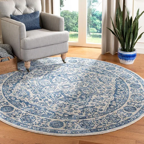 Vista 14 de Safavieh - Alfombra de 2 x 4 pies de la colección Brentwood color marfil y azul marino, alfombra que no suelta pelusas con diseño desgastado