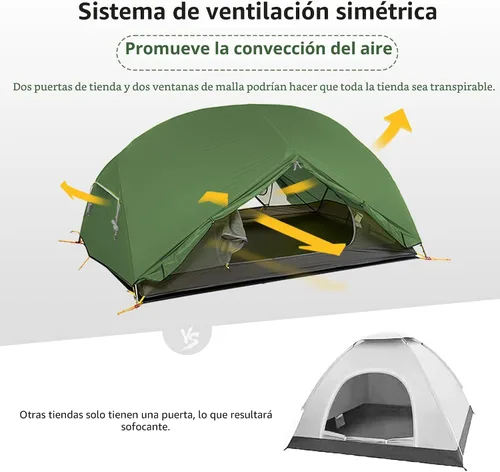 Vista 3 de Naturehike Mongar - Tienda de campaña para 2 personas, 3 estaciones, Tienda de campaña para mochileros ultraliviana para senderismo, Ciclismo