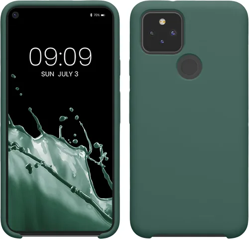 Vista 11 de kwmobile Funda compatible con Google Pixel 5 - Funda de silicona TPU con acabado suave - Blue Reef