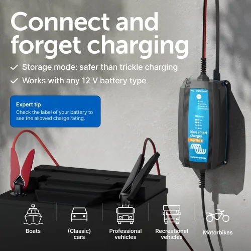 Vista 4 de Victron Energy Blue Smart IP65 12/24-Volt 5-15 amperes - Cargador de batería (Bluetooth) Float & Trickle Cargador y desulfatador para motocicleta