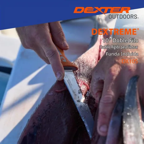 Vista 8 de Dexter Outdoors Dextreme Cuchillo de filete rígido de 10 pulgadas de doble filo Incluye funda
