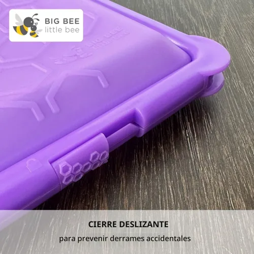 Vista 8 de Big Bee, Little Bee - SoftShell Contenedor de silicona reutilizable para almacenamiento de alimentos con tapa de concha conectada, fácil de limpiar